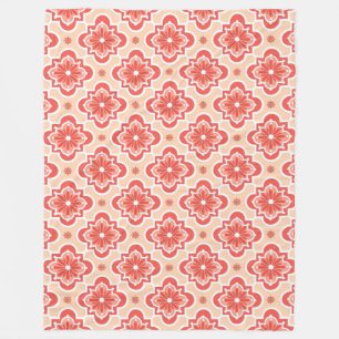 Couverture Polaire Motif de carreaux marocains - Teintes d'orange cor