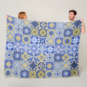 Couverture Polaire Motif de carreaux portugais 