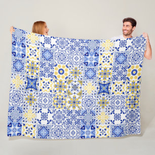 Couverture Polaire Motif de carreaux portugais 