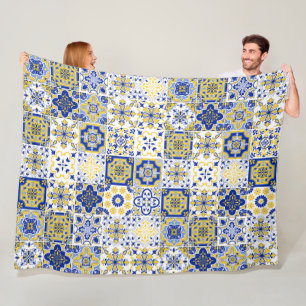 Couverture Polaire Motif de carreaux portugais 