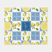 Couverture Polaire Motif de carrelage de campagne française avec mono (Devant (Horizontal))