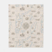 Couverture Polaire Motif de carte de l'océan vintage (Devant)
