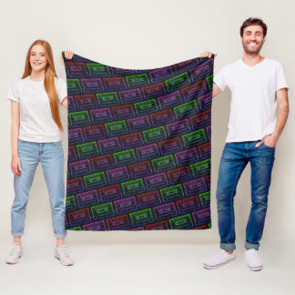 Couverture Polaire Motif de cassette néon rouge et vert