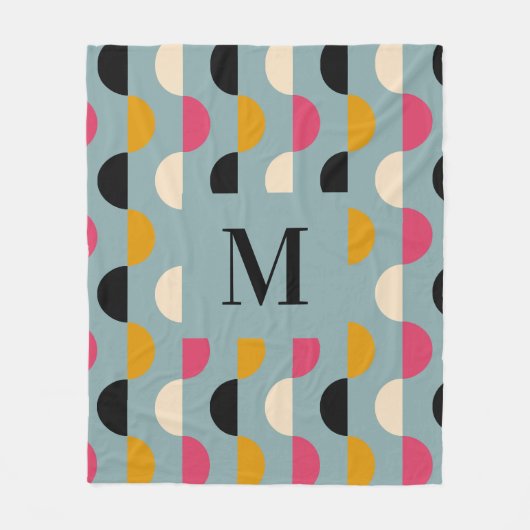 Couverture Polaire Motif de cercle bleu-jaune rétro (Devant)