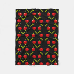 Couverture Polaire Motif de cerises brillantes