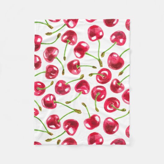 Couverture Polaire Motif de cerises d'aquarelle (Devant)