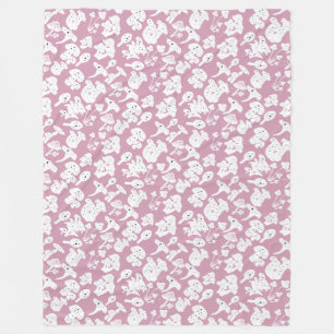 Couverture Polaire Motif de champignon noir 01b Lpink BG