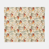 Couverture Polaire Motif de champignons boho de la forêt (Devant (Horizontal))