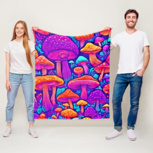 Couverture Polaire Motif de champignons colorés