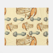 Couverture Polaire Motif de champignons floraux Whimsical (Devant (Horizontal))