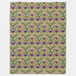 Couverture Polaire Motif de chardon violet Art nouveau