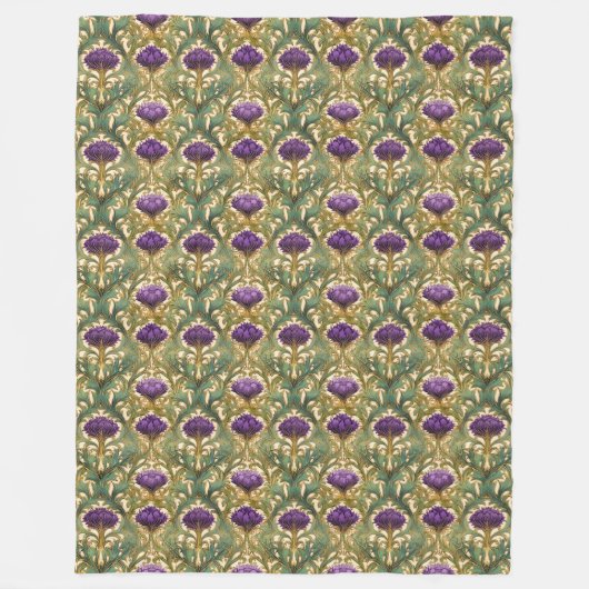 Couverture Polaire Motif de chardon violet Art nouveau (Devant)