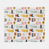 Couverture Polaire Motif de chat à main mignon Doodle (Devant (Horizontal))