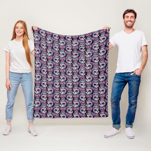 Couverture Polaire Motif de chat crâne sucre (En situation)