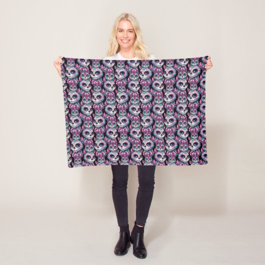 Couverture Polaire Motif de chat crâne sucre (En situation)