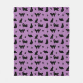 Couverture Polaire Motif de chat noir et violet (Devant)