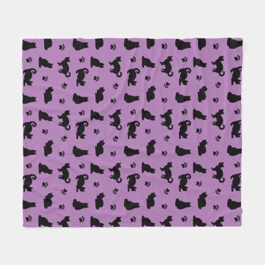 Couverture Polaire Motif de chat noir et violet (Devant (Horizontal))