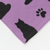 Couverture Polaire Motif de chat noir et violet (Coin)