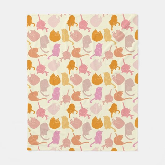Couverture Polaire Motif de chat rose orange (Devant)