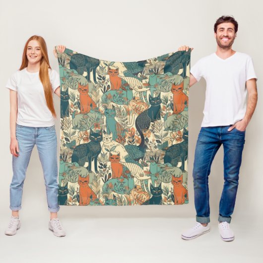 Couverture Polaire Motif de chats (En situation)