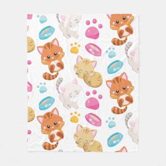 Couverture Polaire Motif De Chats, Chats Mignons, Kitty, Chatons, Paw (Devant)