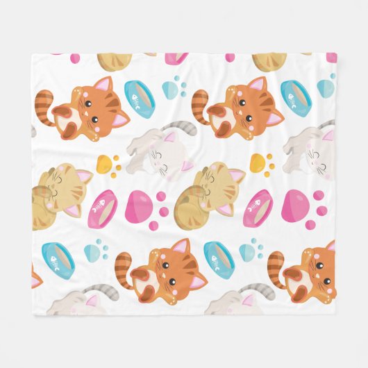 Couverture Polaire Motif De Chats, Chats Mignons, Kitty, Chatons, Paw (Devant (Horizontal))