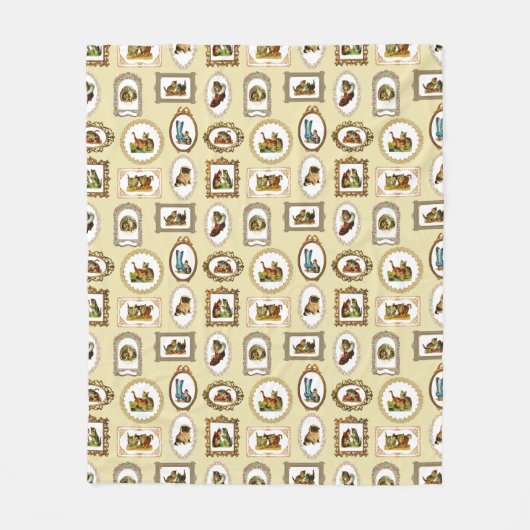 Couverture Polaire Motif de chats encadrés Vintages (Devant)