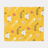Couverture Polaire Motif de chats et d'os (Devant (Horizontal))