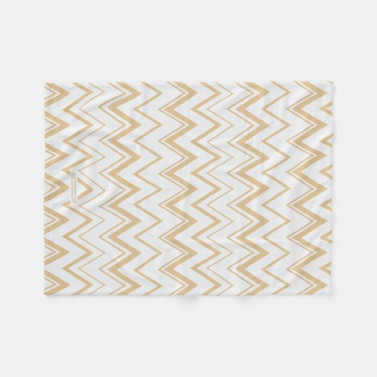 Couverture Polaire Motif de chevron blanc or neutre contemporain (Devant (Horizontal))