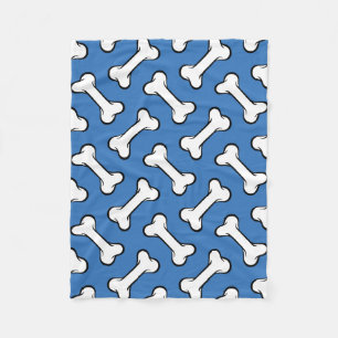 Couverture Polaire Motif de chien Bleu et Bones Blancs amusant