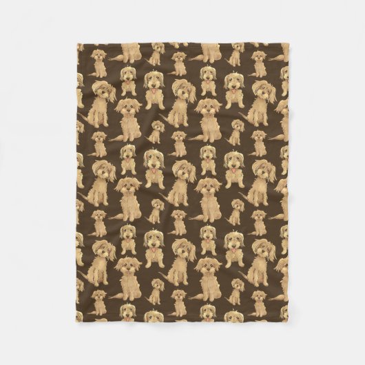 Couverture Polaire Motif de chien Brown labradoodle doré dessin (Devant)