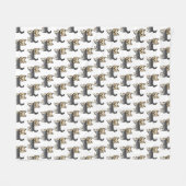 Couverture Polaire Motif de chien Yorkshire Terrier bleu et or (Devant (Horizontal))