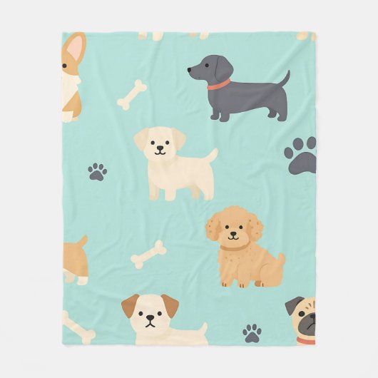 Couverture Polaire Motif de chiots mignons (Devant)