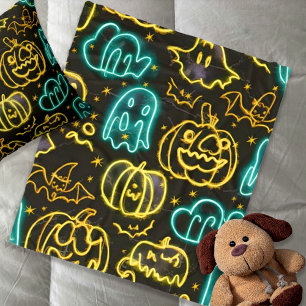 Couverture Polaire Motif de citrouilles chauves-souris fantômes Hallo
