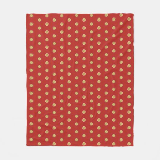 Couverture Polaire Motif de Clover d'or sur Maroon Red (Devant)