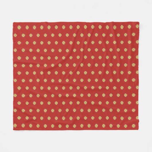 Couverture Polaire Motif de Clover d'or sur Maroon Red (Devant (Horizontal))