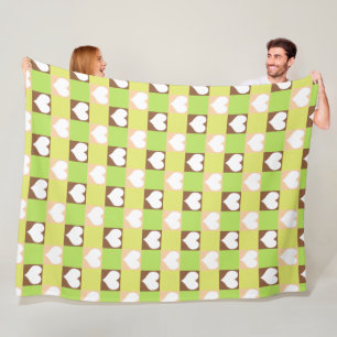 Couverture Polaire Motif de cœur à damier rétro