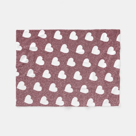 Couverture Polaire Motif de coeur mignon Rose Parties scintillant or (Devant (Horizontal))