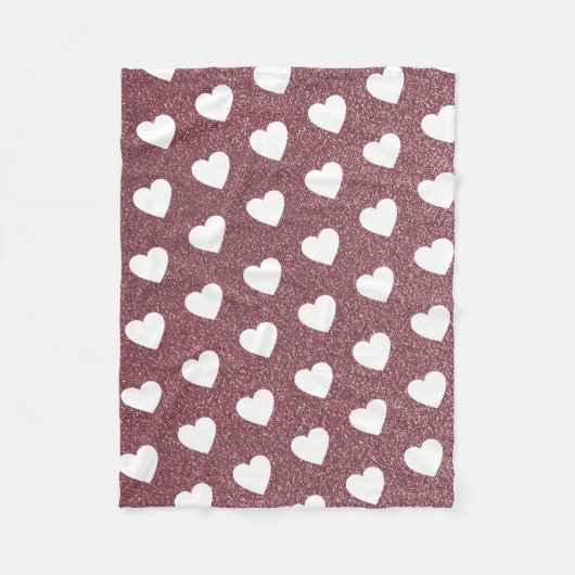 Couverture Polaire Motif de coeur mignon Rose Parties scintillant or (Devant)