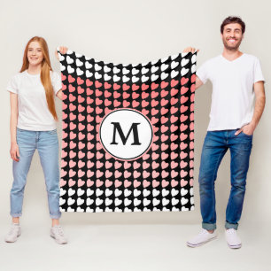 Couverture Polaire Motif de coeur rose noir