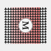 Couverture Polaire Motif de coeur rose noir (Devant (Horizontal))