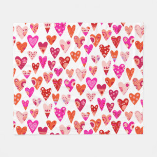 Couverture Polaire Motif de coeur Rouge rose moderne