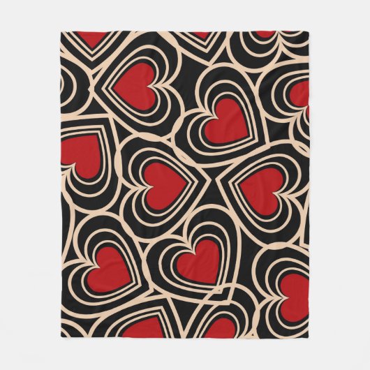 Couverture Polaire Motif de coeur simple Noir et Rouge (Devant)