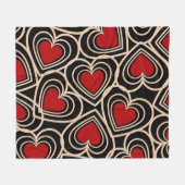Couverture Polaire Motif de coeur simple Noir et Rouge (Devant (Horizontal))