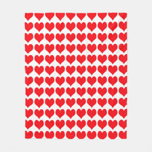 Couverture Polaire Motif de cœurs rouges et blancs