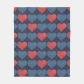 Couverture Polaire Motif de cœurs rouges et bleus (Devant)