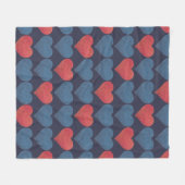 Couverture Polaire Motif de cœurs rouges et bleus (Devant (Horizontal))