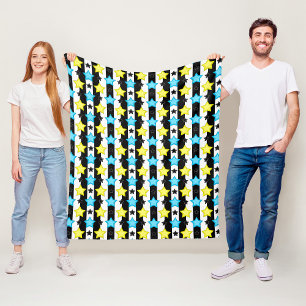 Couverture Polaire Motif de conception de rayures bleues jaunes étoil