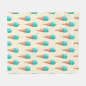 Couverture Polaire Motif de cône de glace bleu, jaune clair (Devant (Horizontal))