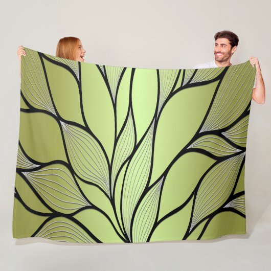 Couverture Polaire Motif de congé créatif vert olive (En situation)
